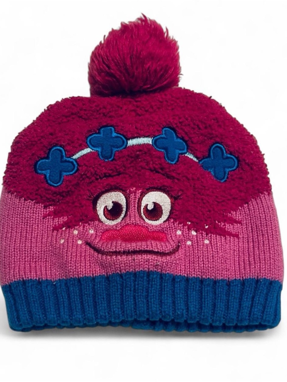 DreamWorks Trolls Pink Magenta Blue Pom Pom Beanie Hat